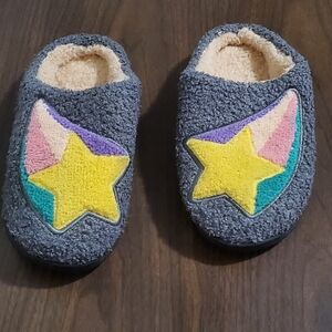Gray Slippers with Colorful Star Patch